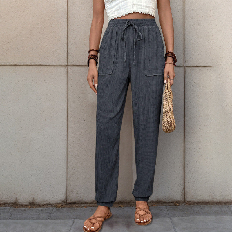 Casual women's pants with a relaxed fit and adjustable drawstring Lune London