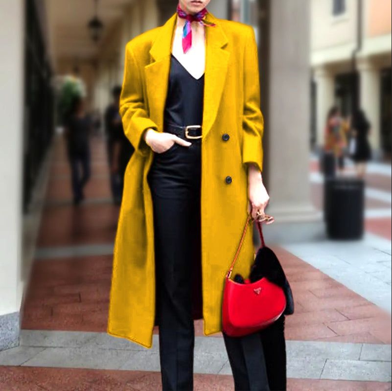 Elegant long coat for women with double-breasted buttons and generous cut Lune London