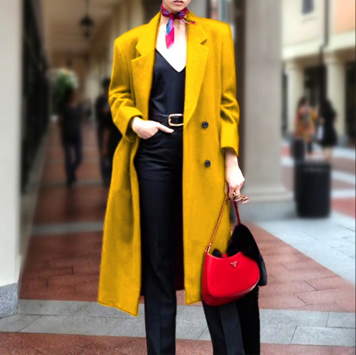 Elegant long coat for women with double-breasted buttons and generous cut Lune London