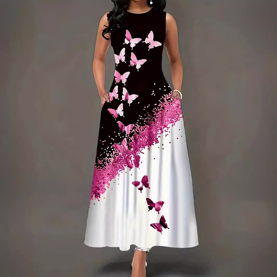 Women's maxi dress with floral pattern and practical pockets Lune London