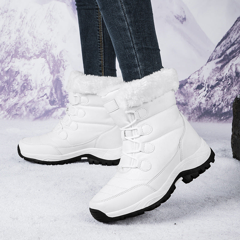 Lune London | Boots - Knee-high - Quilted - Lined with faux fur - Lacing