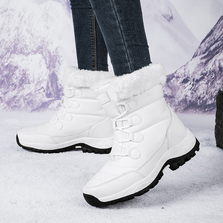 Lune London | Boots - Knee-high - Quilted - Lined with faux fur - Lacing