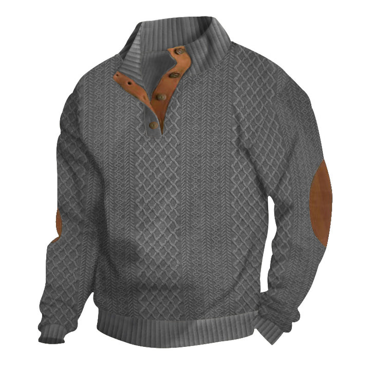 Sweatshirt for men with structured knitted pattern and leather details Lune London