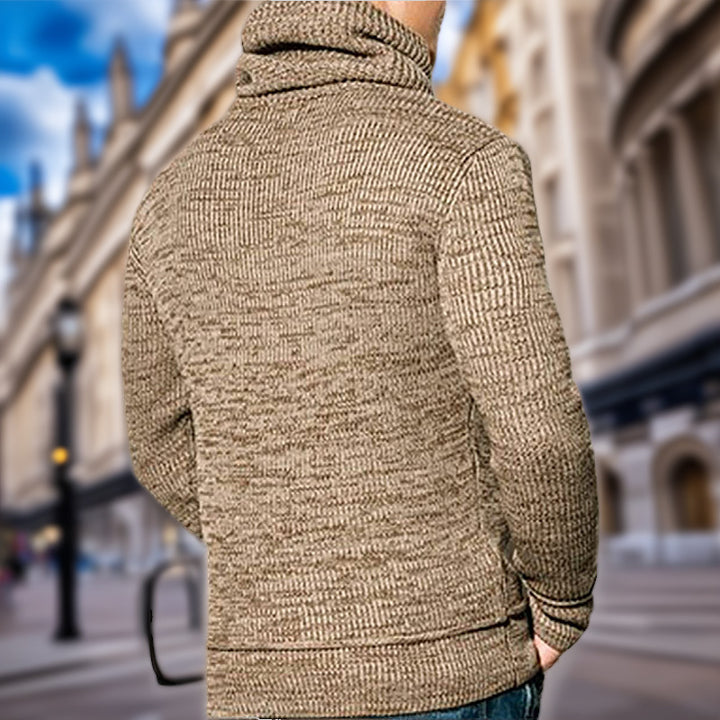 Men's knit sweater with high collar and side pockets Lune London