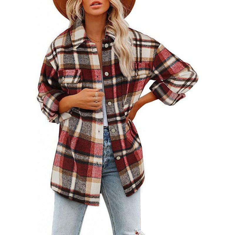 Checked blouse for women with oversized fit and pockets Lune London