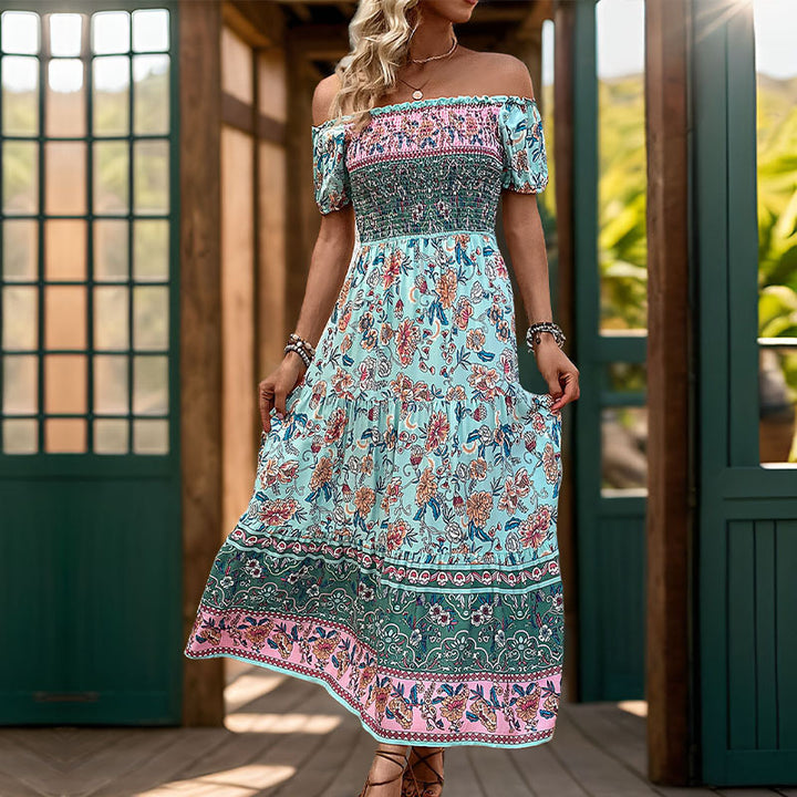 Women Off-Shoulder Bohemian Maxi Dress Lune London