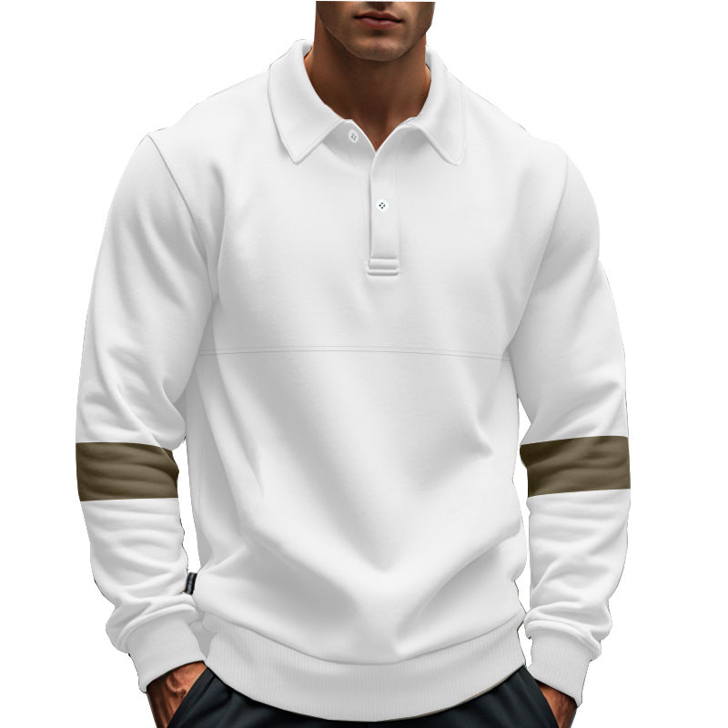 Long sleeve sweater for men with polo style details and contrasting cuffs Lune London