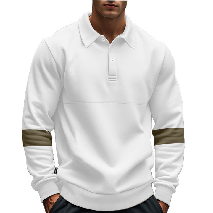 Long sleeve sweater for men with polo style details and contrasting cuffs Lune London