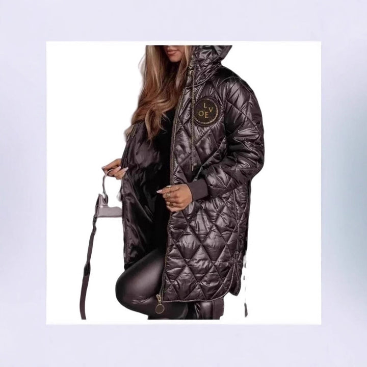 Lady quilted jacket with removable hood and side pockets Lune London