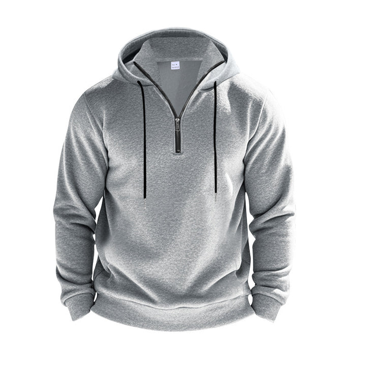 Men's hooded sweatshirt with half zipper and internal drawstring Lune London