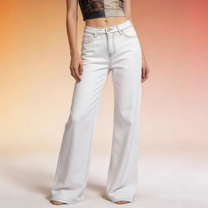 Women Flared Jeans with High Waist and Elegant Seam Details Lune London