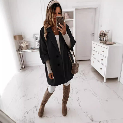 Ladies Elegant Oversized Wool Jacket Lune London