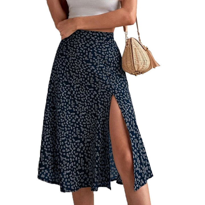 Midi skirt for women with side slit and playful floral design Lune London