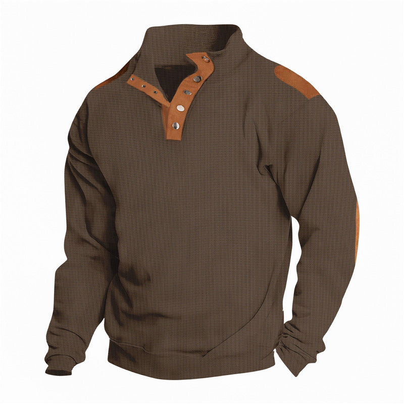 Casual men's sweater with a trendy button placket and reinforced shoulders Lune London