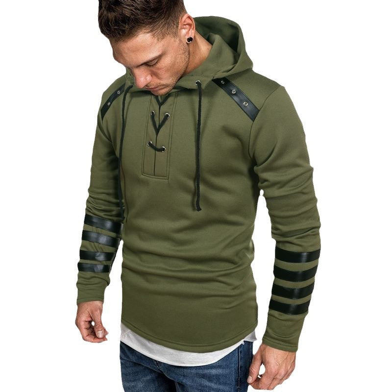 Men's Hoodie with faux leather details Lune London
