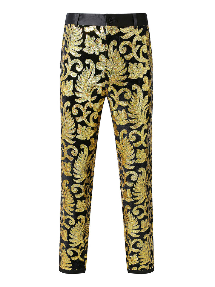 Elegant sequin trousers for men with floral pattern Lune London