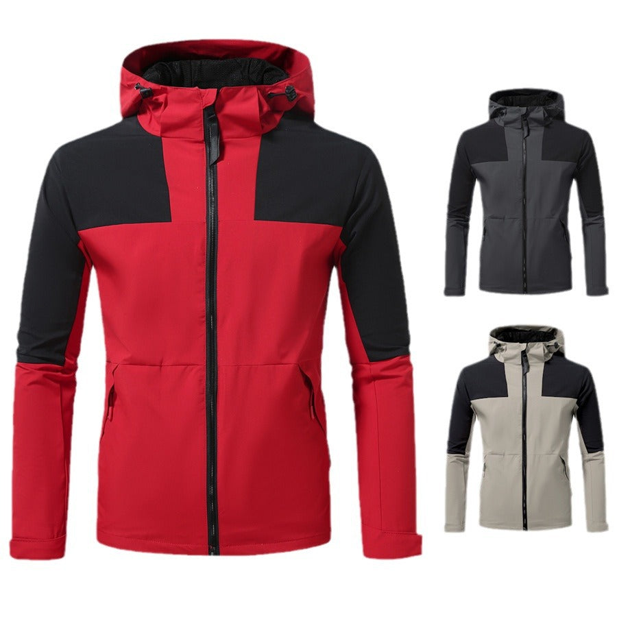 Functional outdoor jacket for men with adjustable hood area Lune London
