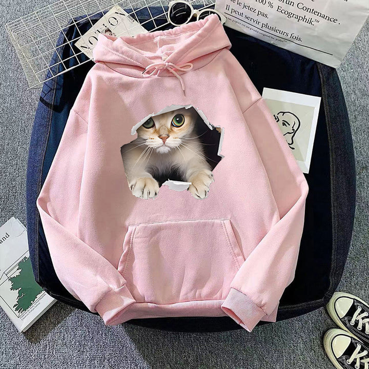 Women's hoodie with creative cat design Chic & Stil 1772612757