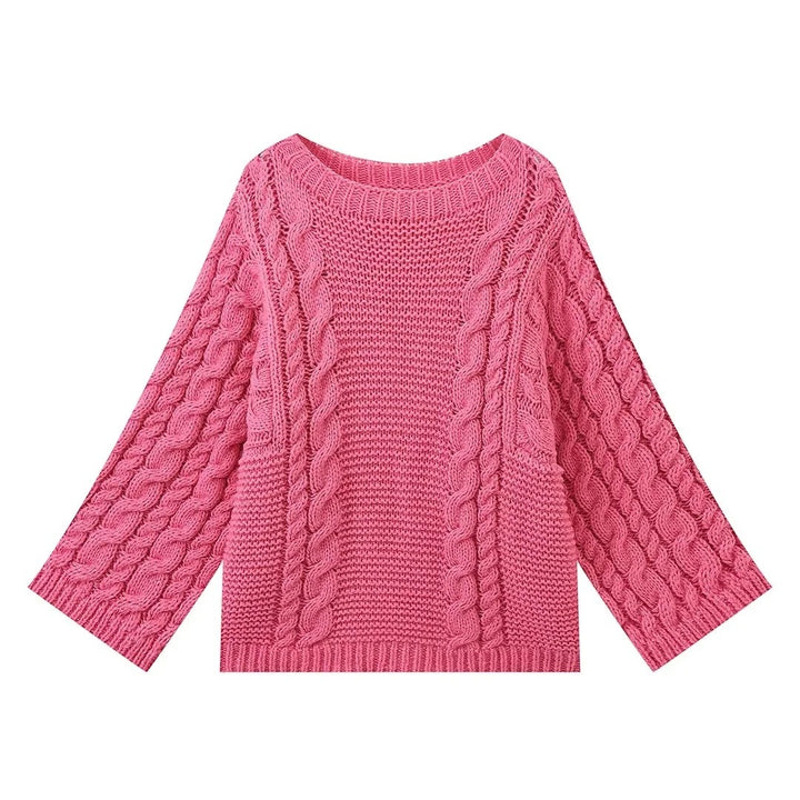 Knit sweater for women with a casual fit and braided design Lune London