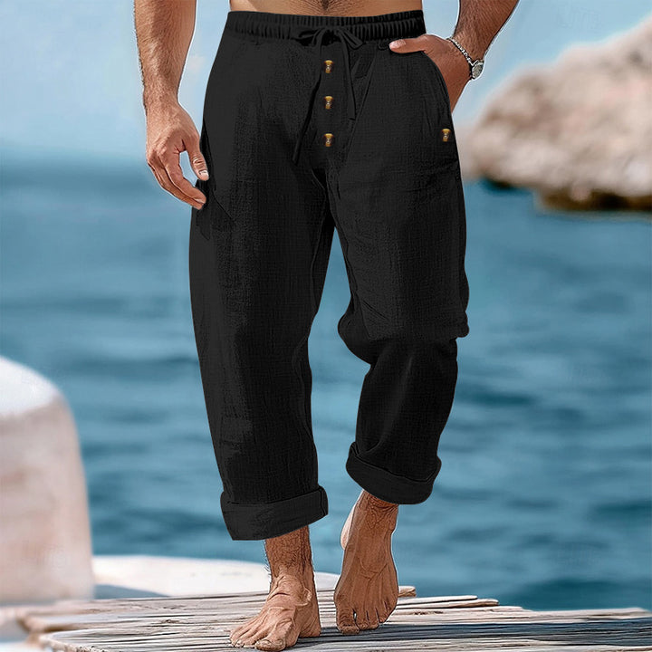 Casual linen pants for men with adjustable waistband and functional pockets Lune London