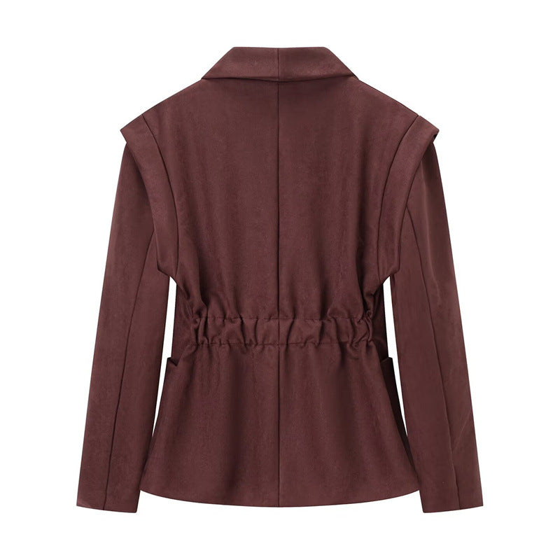 Elegant oversized blazer jacket for women in soft faux suede Lune London