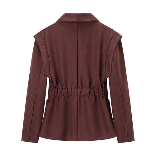 Elegant oversized blazer jacket for women in soft faux suede Lune London