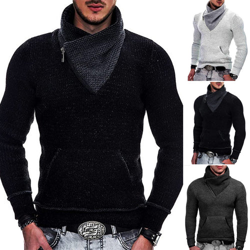 Modern sweater for men with wide collar and innovative zip detail Lune London