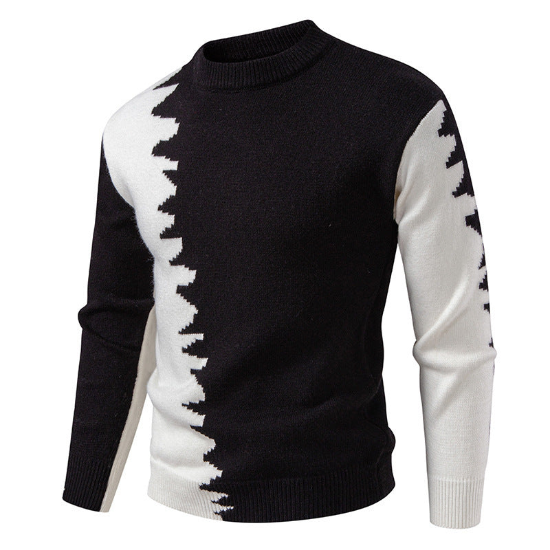 Men's knitted sweater with an asymmetrical colorful design and high comfort Lune London