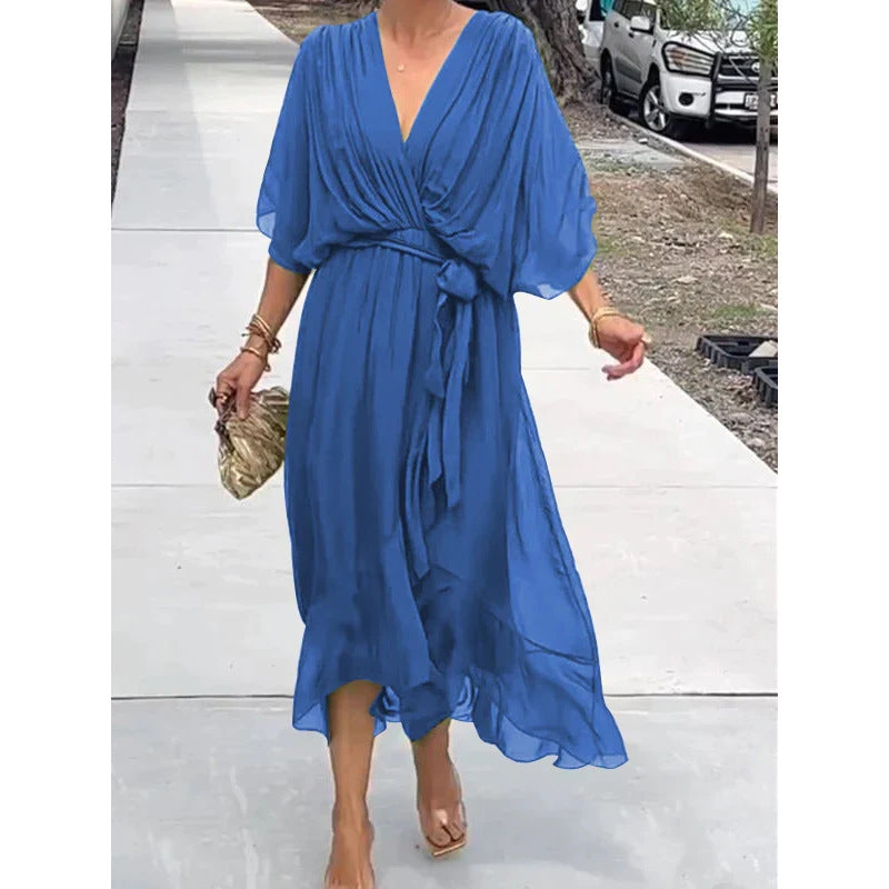 Lune London | Lacing Batwing Sleeve Asymmetrical Dress