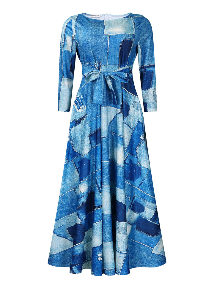 Maxi dress for women with a waist belt and long sleeves Lune London