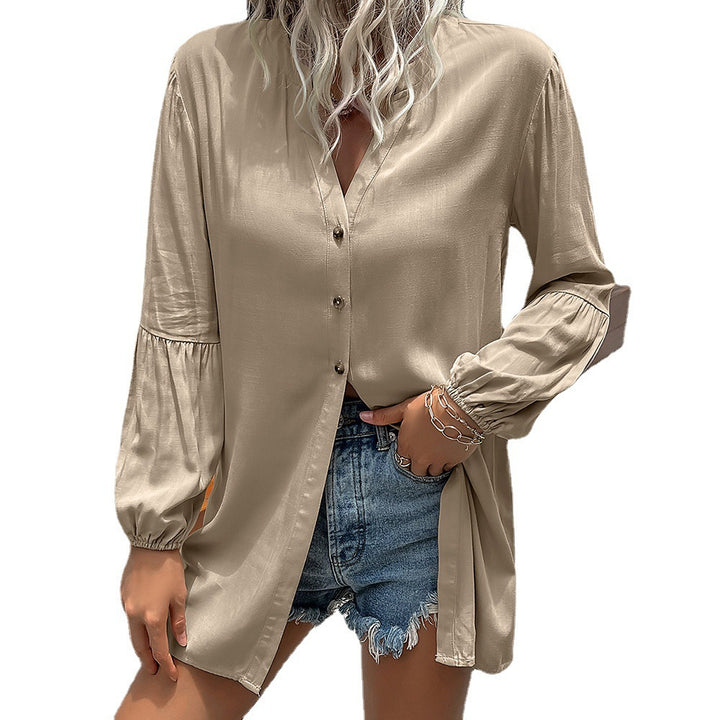 Casual blouse for women with V-neck and balloon sleeves Lune London