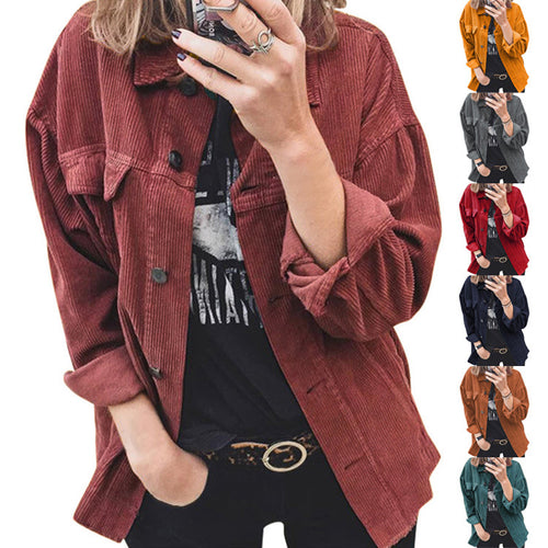 Trendy corduroy jacket for women with practical patch pockets and a relaxed fit Lune London