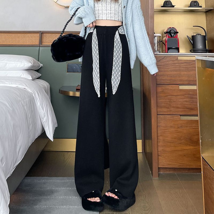 Pantalons larges taille haute pour femmes avec des détails de laçage décoratifs Chic & Stil