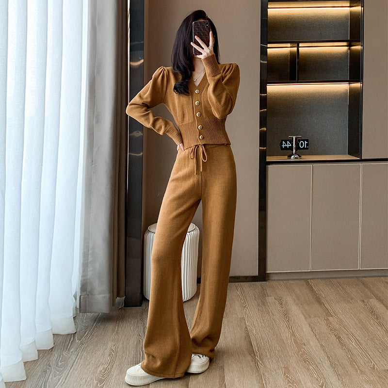Women's knitted long sleeve jumpsuit with elastic waistband Lune London