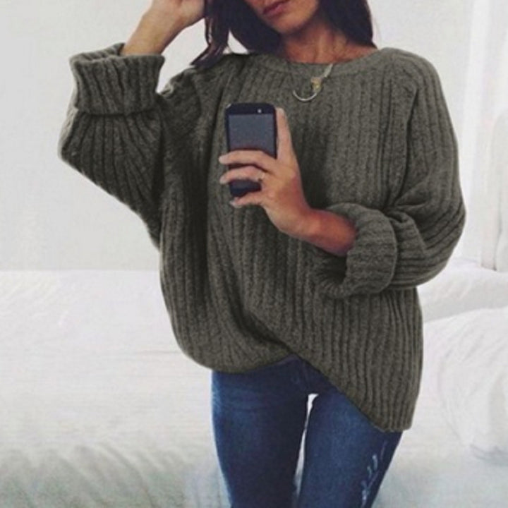 Oversized knit sweater for women with textured ribbed pattern and relaxed fit Lune London