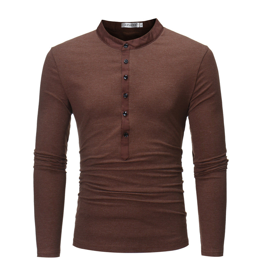 Men's long sleeve shirt with trendy high collar and button detail Lune London