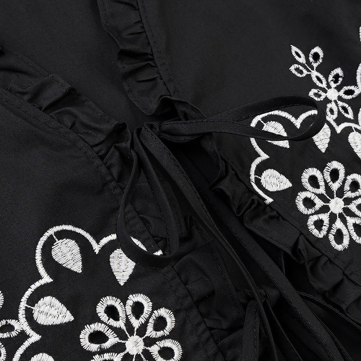 Veste d'été élégante pour femmes avec motif floral élaboré et détails en volants Chic & Stil