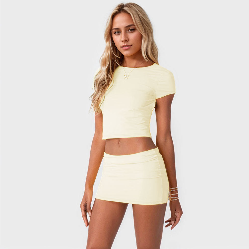 Chic & Stylish Women's Crop Top and Mini Skirt Set