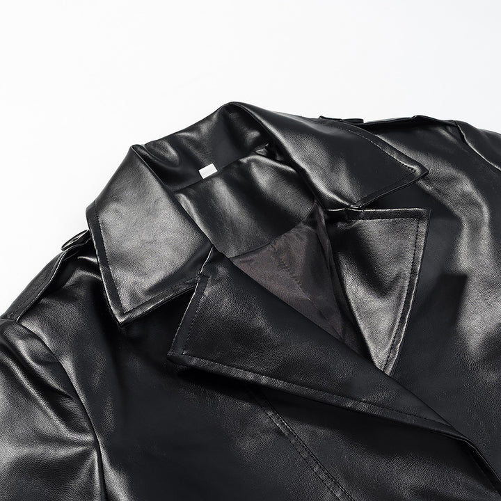 Manteau trench élégant en faux cuir pour femmes avec ceinture stylée et poches pratiques Chic & Stil