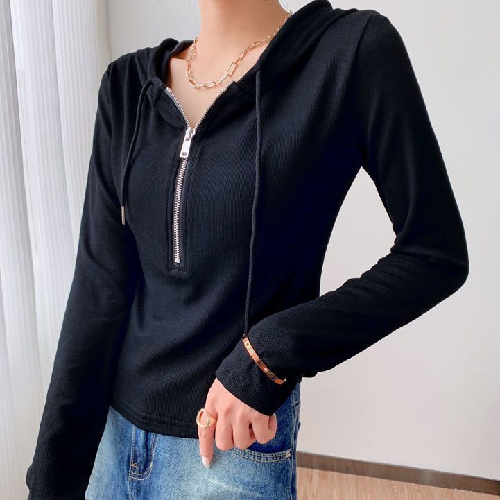 Women's casual hooded shirt with zipper Chic & Stil