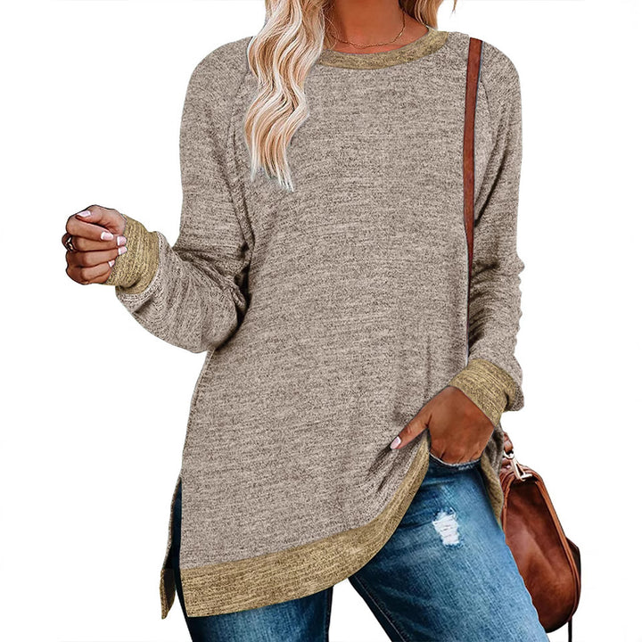 Casual oversized long sleeve t-shirt for women with contrast hem Lune London
