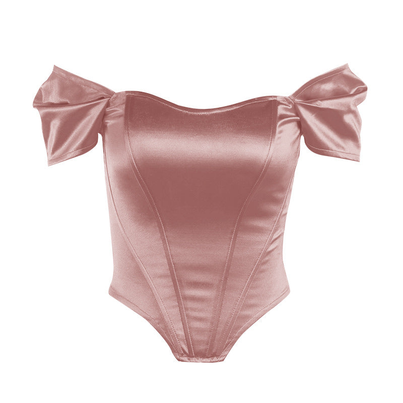 Ladies Satin Off-Shoulder Corset Bodysuit Lune London