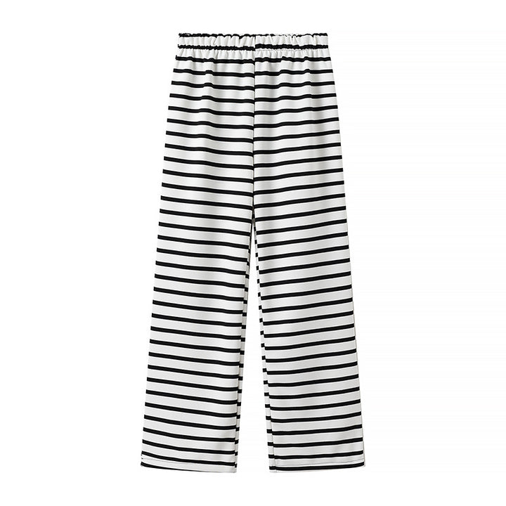 Pantalons palazzo rayés tendance pour femmes avec ceinture élastique Chic & Stil