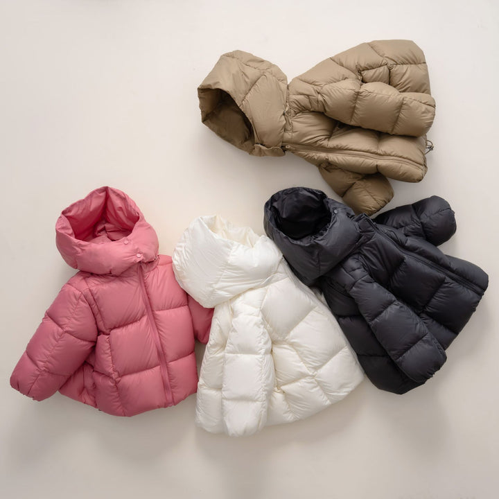 Ladies modern down jacket with removable hood and elastic cuffs Lune London