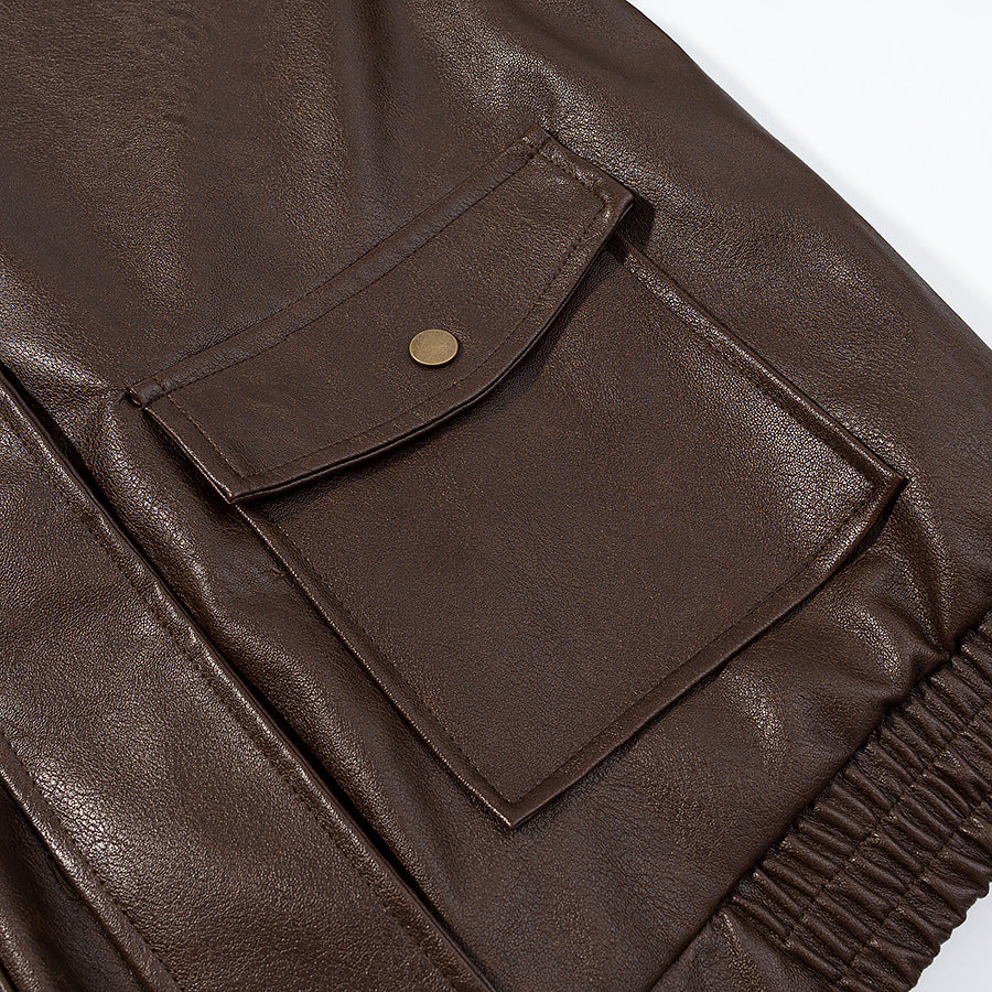 Veste en faux cuir pour femmes avec poches latérales pratiques Chic & Stil