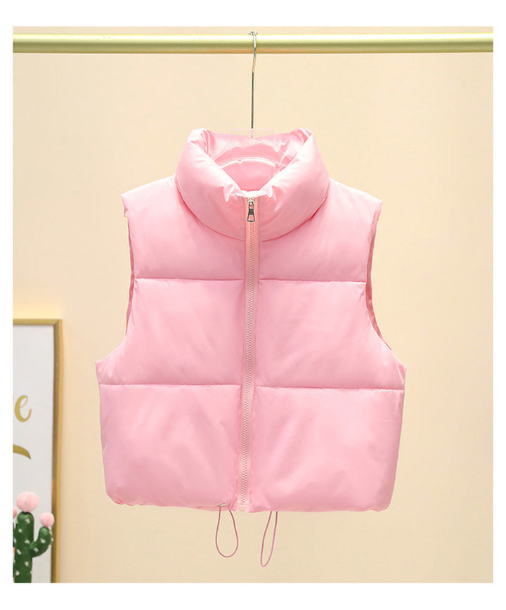 Ladies quilted gilet with high collar and adjustable waist Lune London