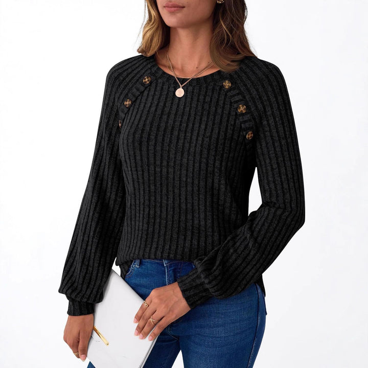 Knitted sweater for women with decorative buttons and fine ribbed structure Lune London