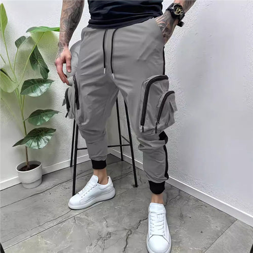 Men's cargo joggers with multifunctional zipped pockets and elastic waistband Lune London