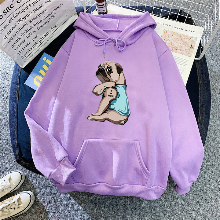 Women's hoodie with cute pug design Chic & Stil