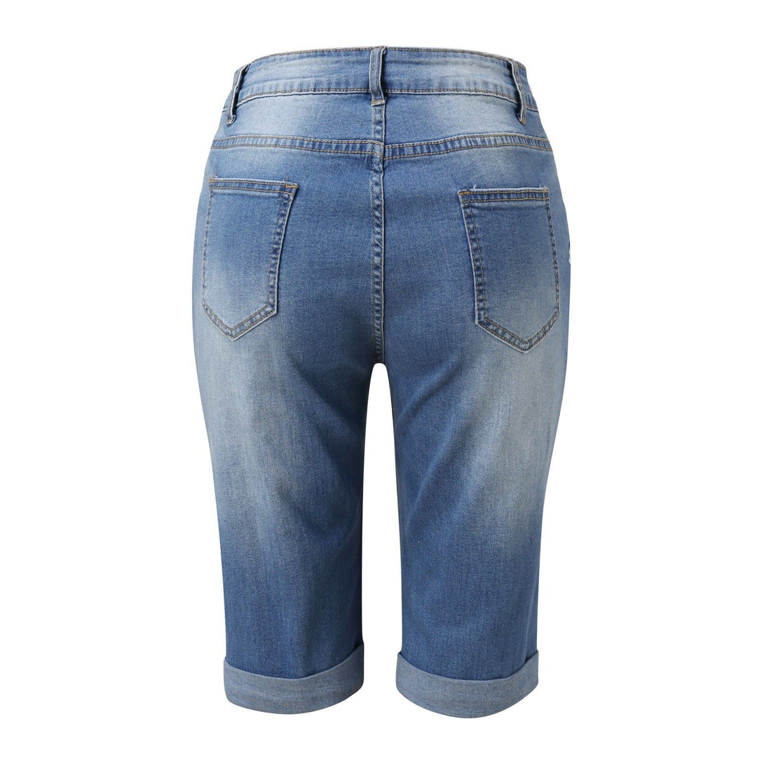 Women’s Stylish Destroyed Denim Shorts with High Waist and Torn Details Lune London